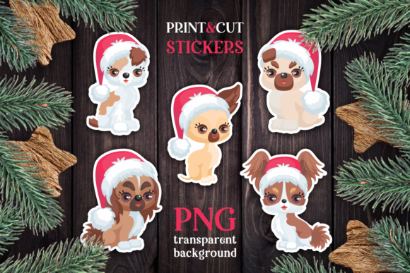 Download Dog Christmas Print and Cut Stickers PNG - Print and cut stickers Collection