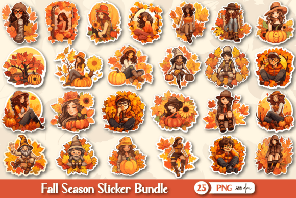 Download Fall Autumn Stickers with Cute Character - Autumn stickers Collection