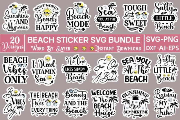 Download Beach Sticker SVG Bundle - Svg Collection