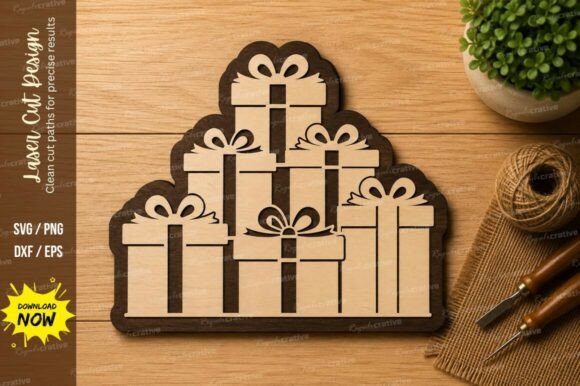Download Stacked Christmas Gifts Laser Cut SVG - Svg Collection
