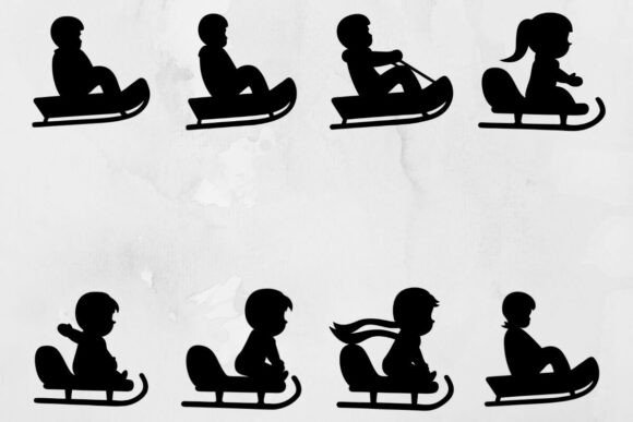 Download Sledding Kids Silhouette SVG - Svg Collection