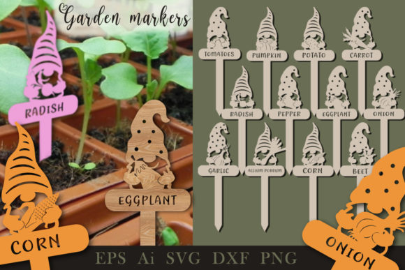 Download Garden Markers with Gnomes. SVG. - Svg Collection