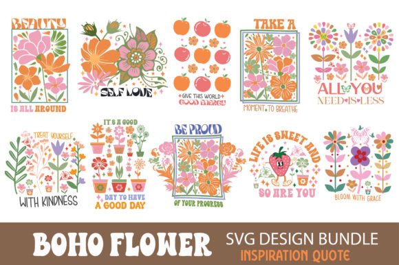 Download Boho Flower Inspiration Quote SVG Bundle - Svg Collection