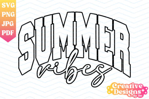Download Summer Vibes Varsity Outline SVG PNG - Svg Collection