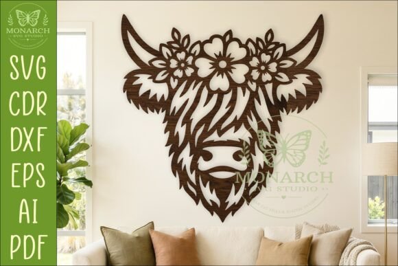 Download Floral Highland Cow Wall Sign SVG Decor - Svg Collection