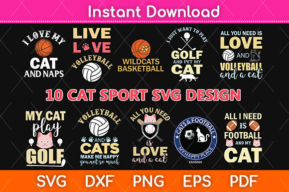 Download Cat Sports Svg Design Digital Cut Files - Svg Collection