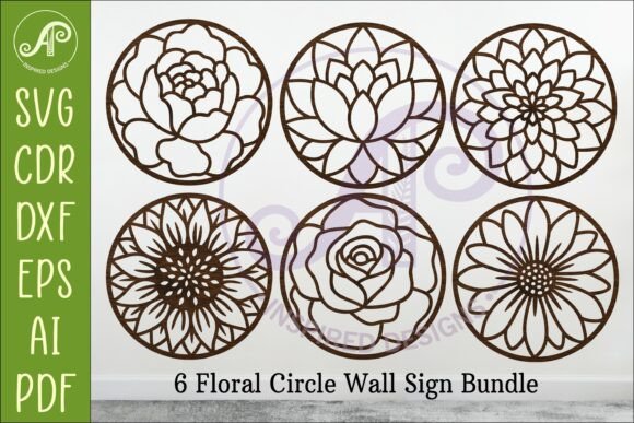 Download 6 Floral Circle Wall Sign SVG Bundle - Svg Collection