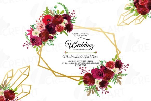 Download Burgundy Marsala Floral Geo Frame Decor - Decor Collection