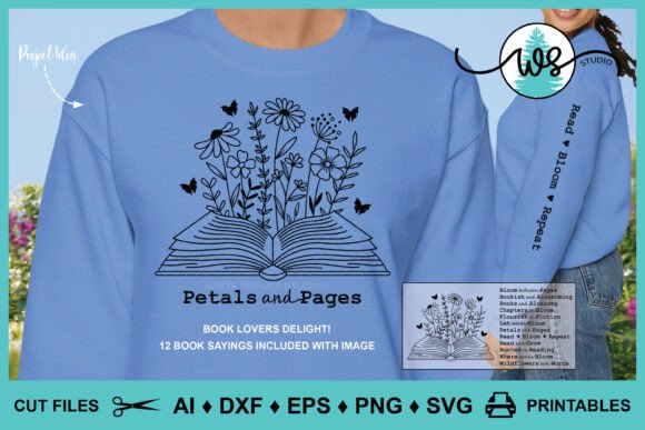 Download Floral Book Quotes Sleeve Design SVG PNG - Svg Collection