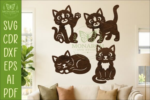 Download Cute Cat Silhouettes SVG for Laser 1 - Svg Collection